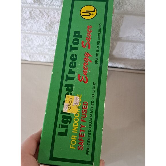 Vintage UL Lighted Tree Top Gold Star Design Christmas Use Bulbs Original Box - Picture 4 of 9